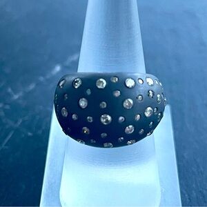 Black Rhodium Sterling Silver 925 Diamond Ring size 7